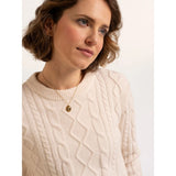 Brakeburn Dahlia Cable Knitted Crew Neck Jumper - Cream