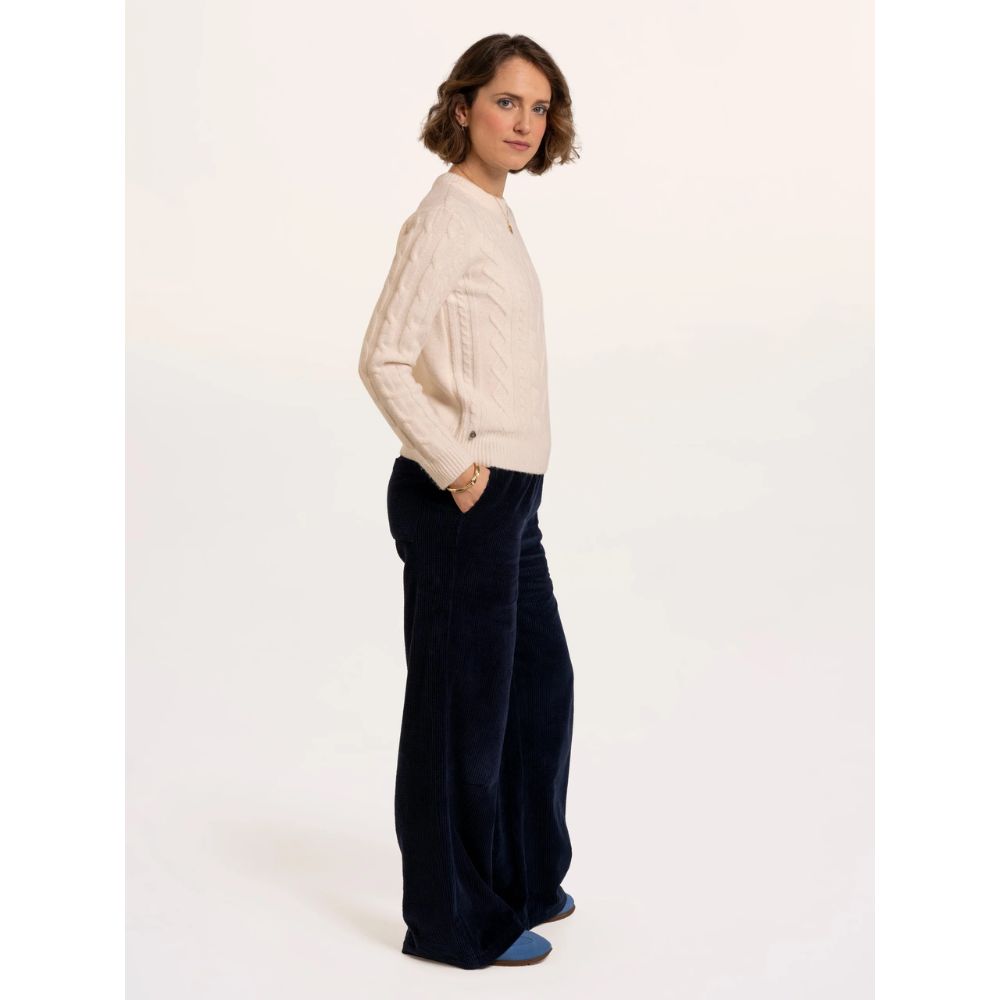 Brakeburn Dahlia Cable Knitted Crew Neck Jumper - Cream