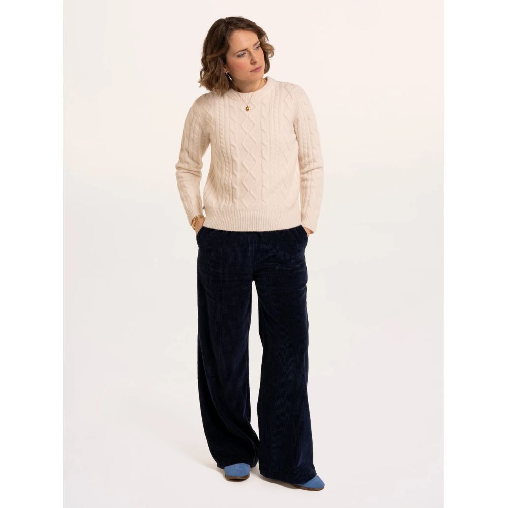 Brakeburn Dahlia Cable Knitted Crew Neck Jumper - Cream