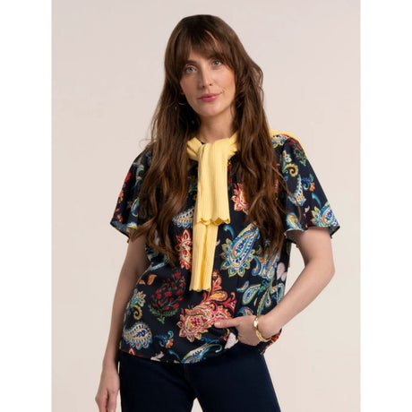 Brakeburn Doa Paisley Blouse Top - Navy - Old Railway Line Garden Centre