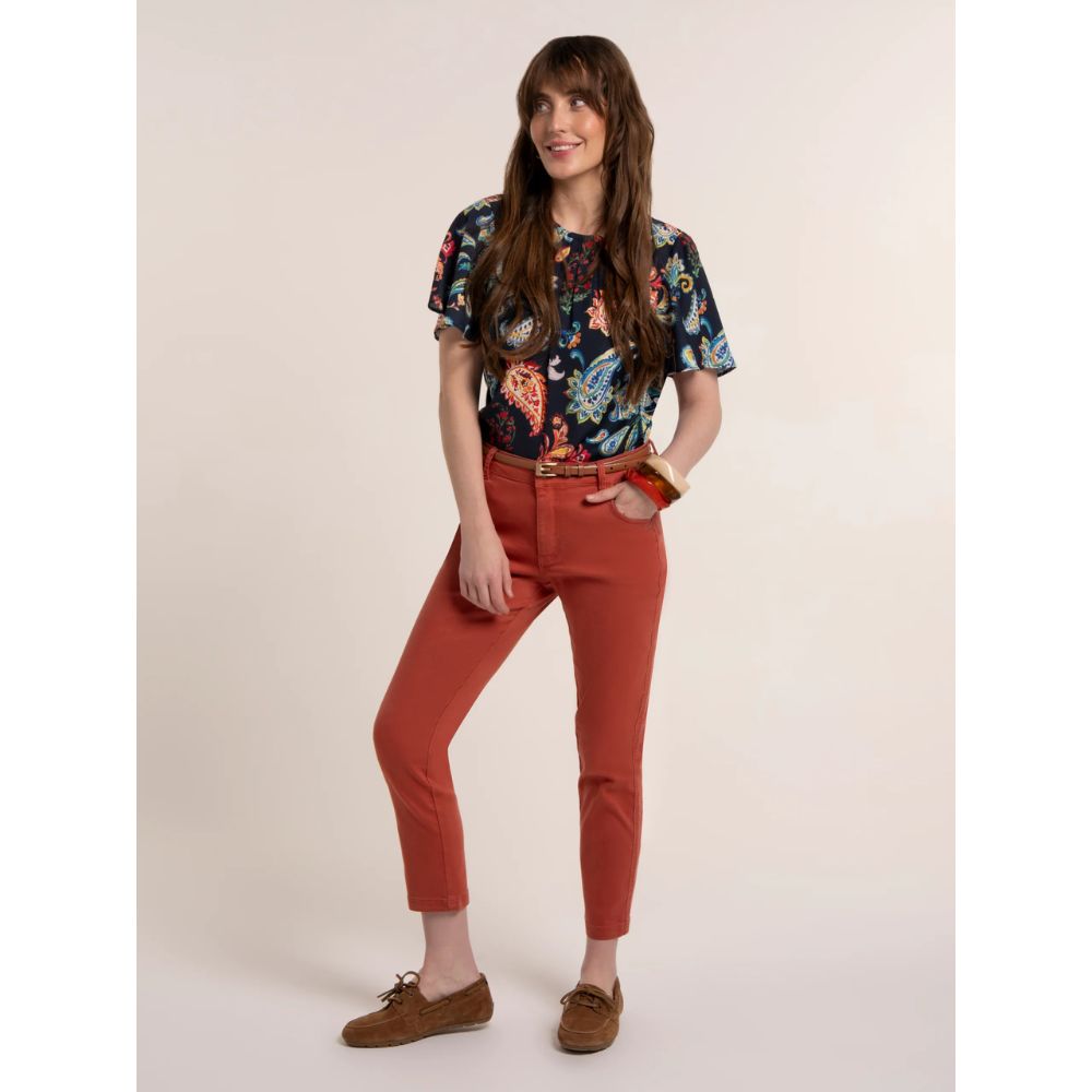 Brakeburn Doa Paisley Blouse Top - Navy