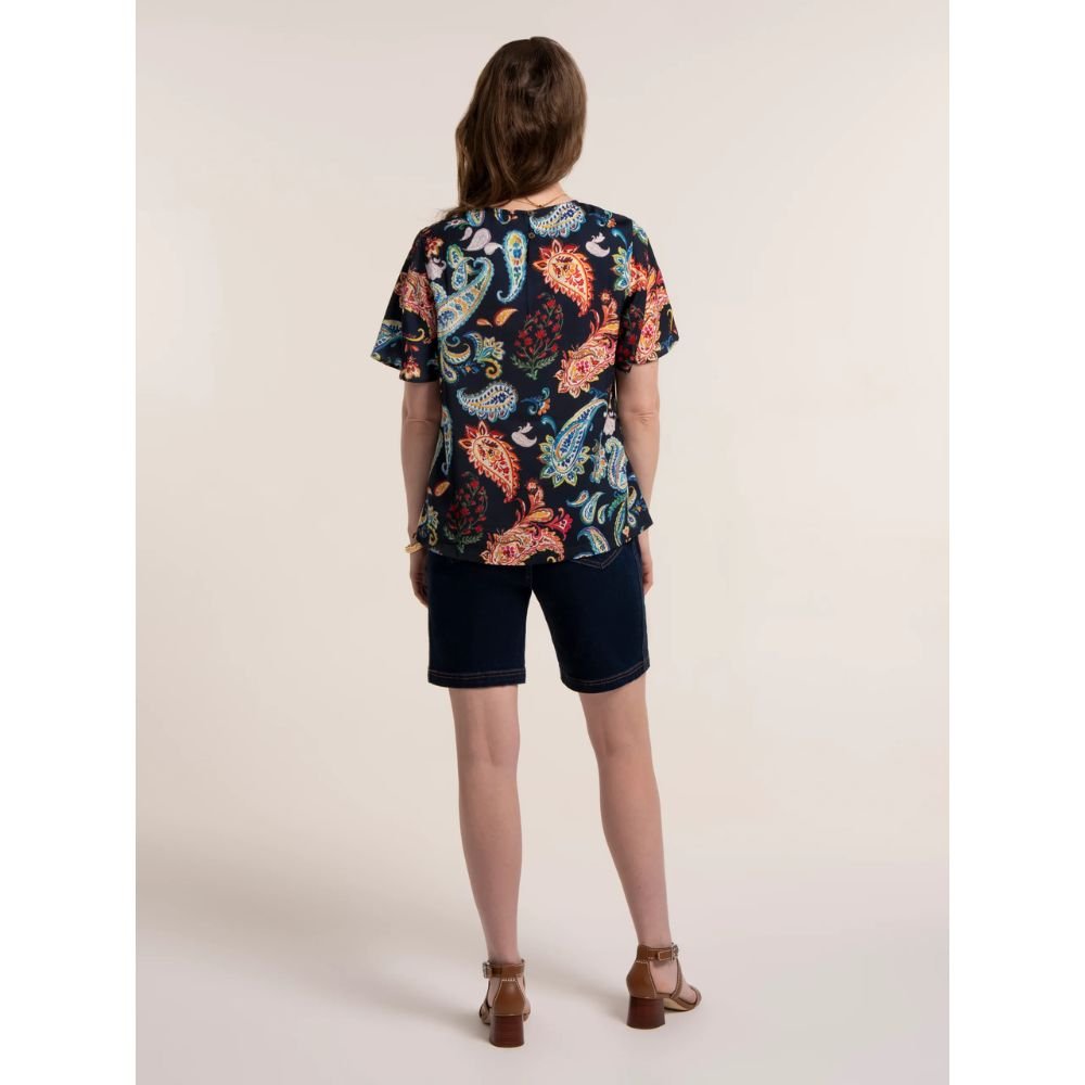 Brakeburn Doa Paisley Blouse Top - Navy - Old Railway Line Garden Centre