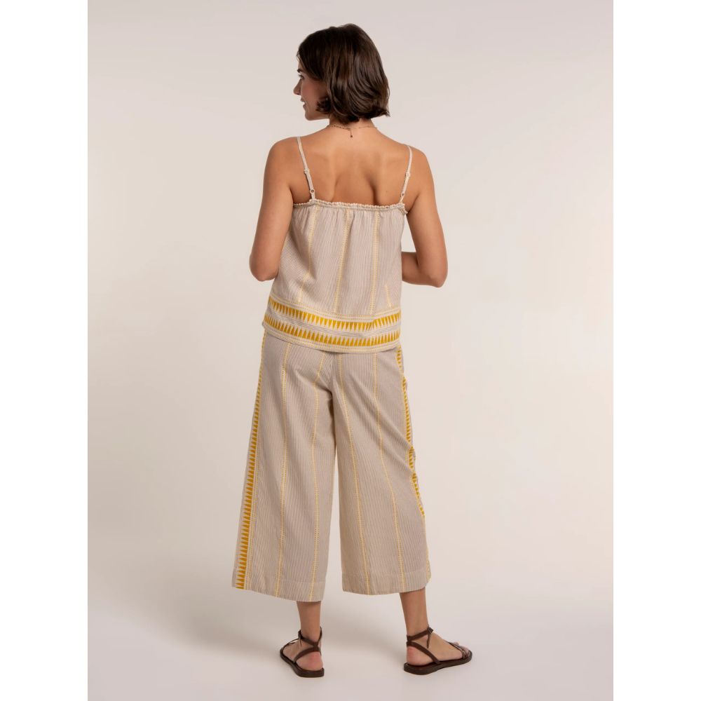 Brakeburn Fernanda Cropped Wide Leg Beach Pants - Multi-Coloured
