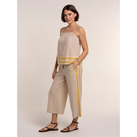 Brakeburn Fernanda Cropped Wide Leg Beach Pants - Multi-Coloured