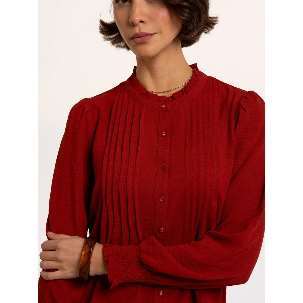 Brakeburn Lea Long Sleeve Blouse Top - Red