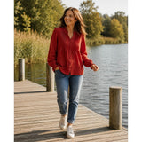 Brakeburn Lea Long Sleeve Blouse Top - Red