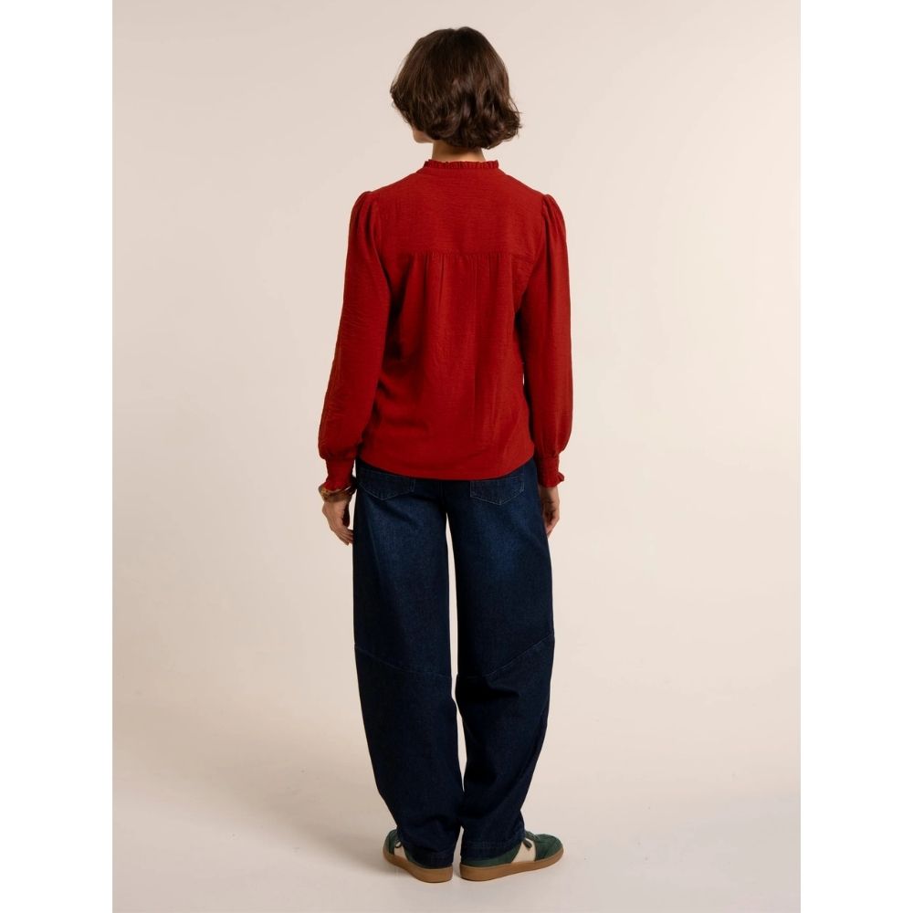 Brakeburn Lea Long Sleeve Blouse Top - Red
