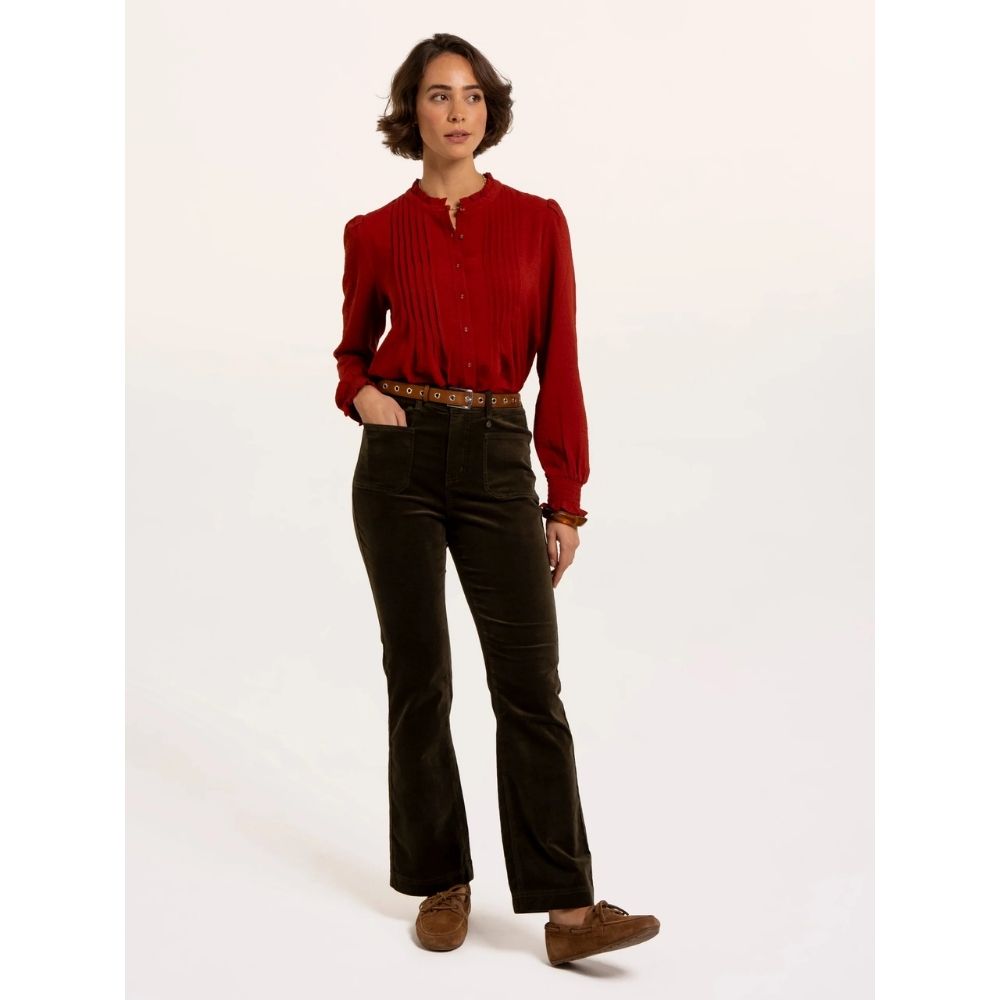 Brakeburn Lea Long Sleeve Blouse Top - Red