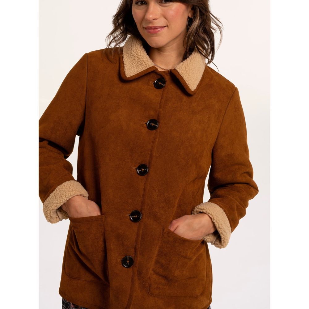 Brakeburn Hawthorn Faux Suede And Shearling Coat - Tan