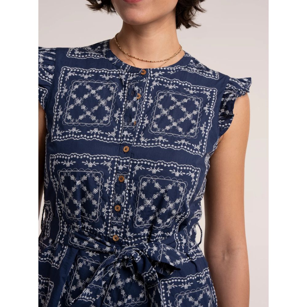 Brakeburn Izzy Embroidered Playsuit - Navy