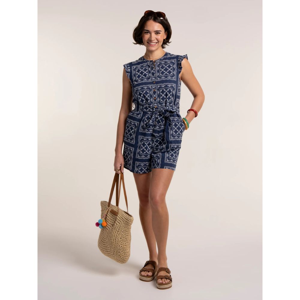 Brakeburn Izzy Embroidered Playsuit - Navy