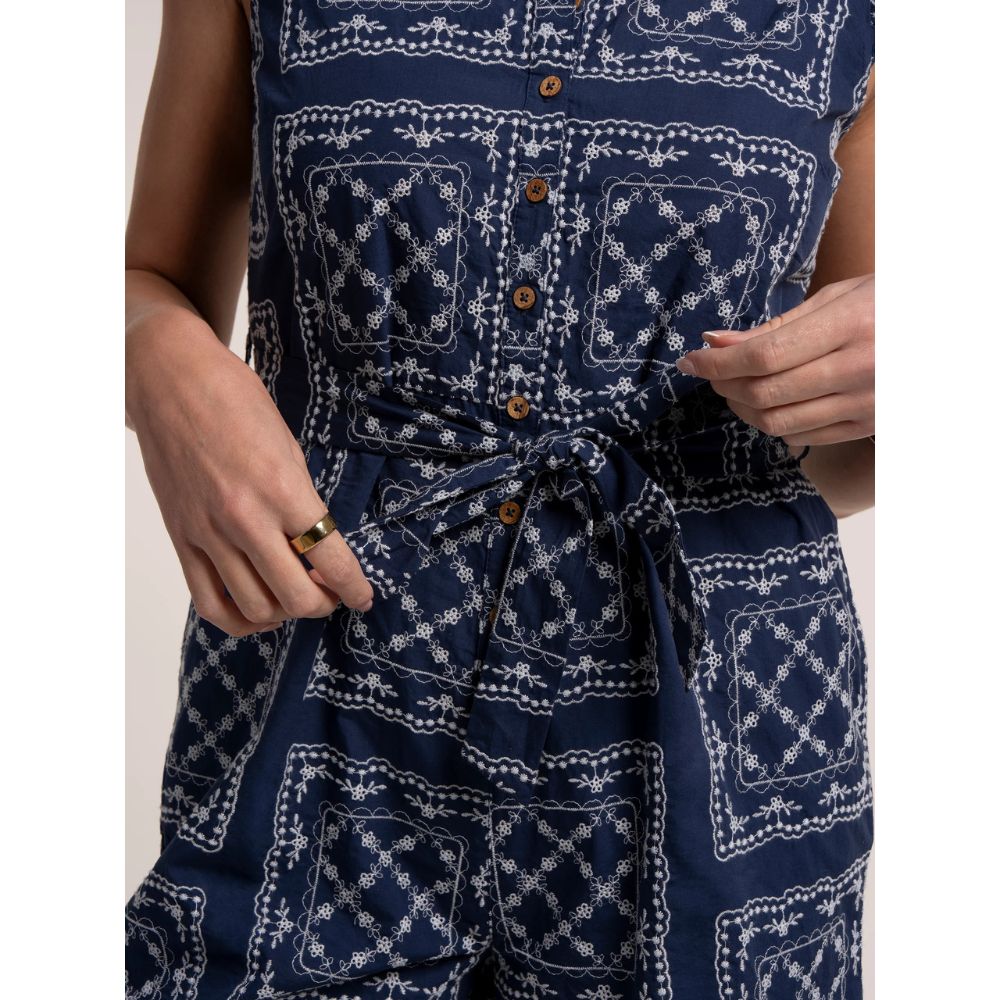Brakeburn Izzy Embroidered Playsuit - Navy
