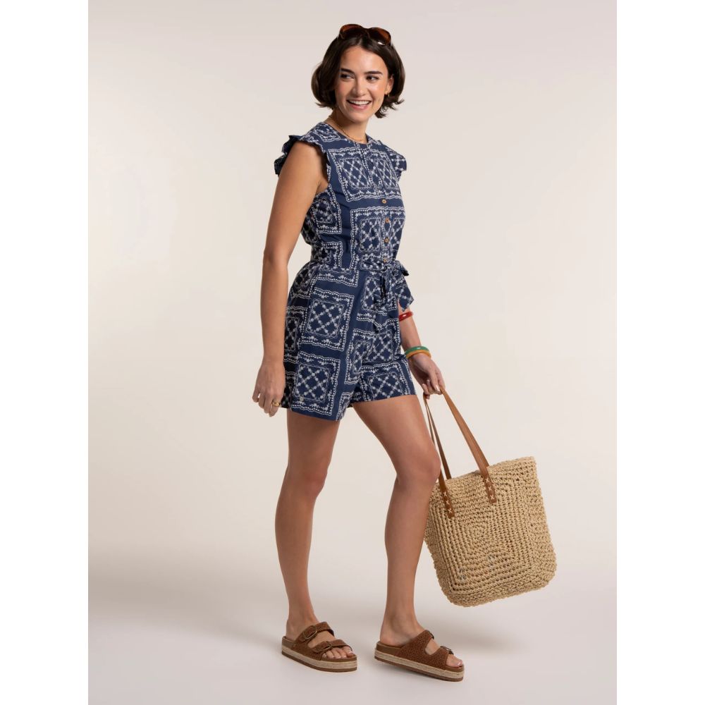 Brakeburn Izzy Embroidered Playsuit - Navy