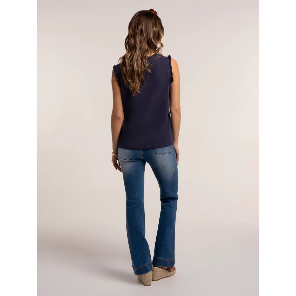 Brakeburn Jenny Sleeveless Jersey Blouse - Navy