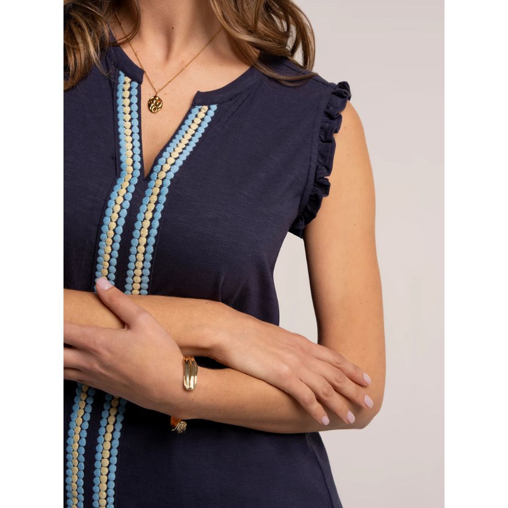 Brakeburn Jenny Sleeveless Jersey Blouse - Navy