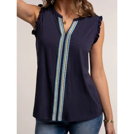 Brakeburn Jenny Sleeveless Jersey Blouse - Navy