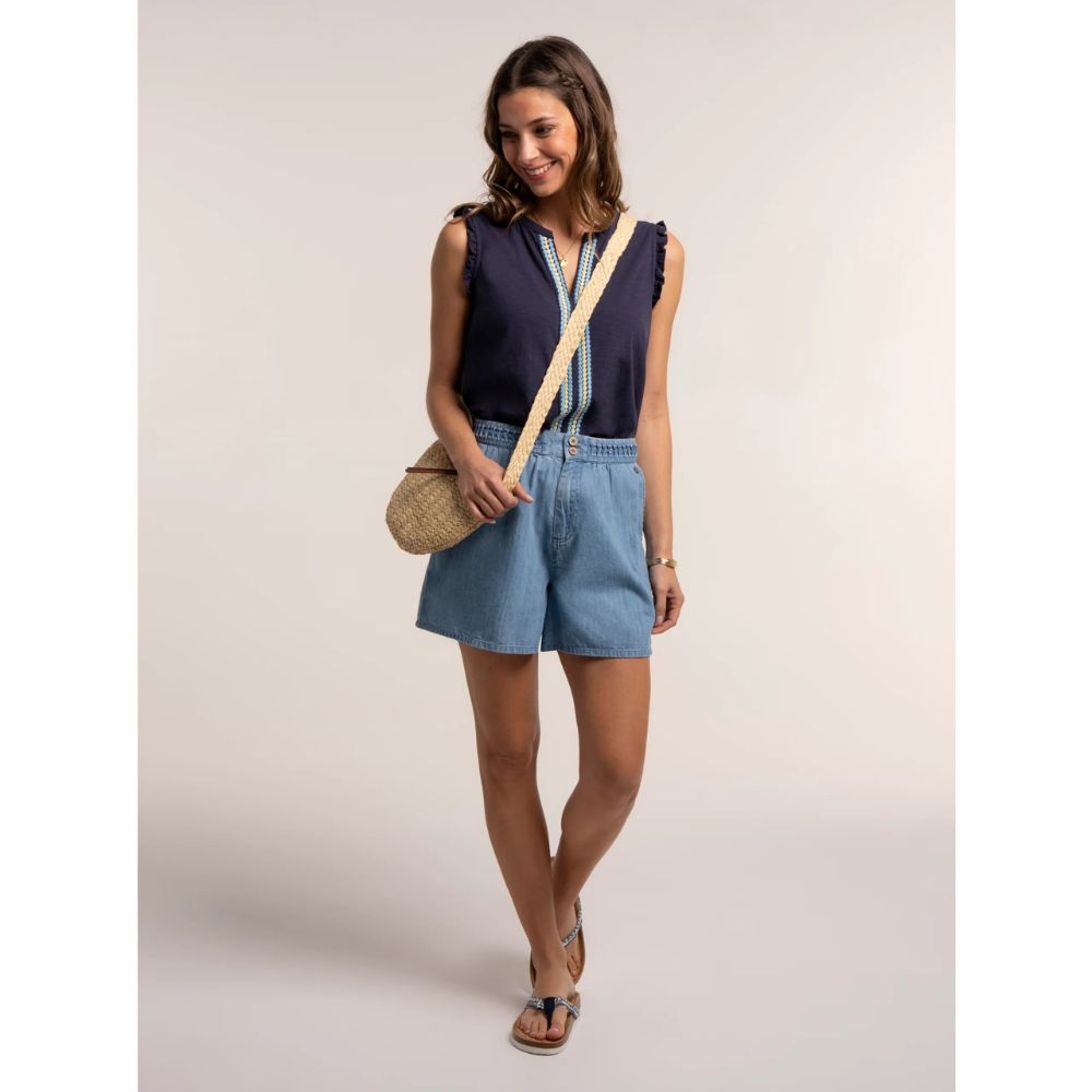Brakeburn Jenny Sleeveless Jersey Blouse - Navy