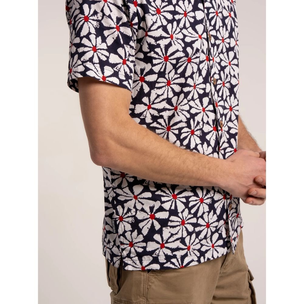 Brakeburn Mallaig Floral Printed Shirt - Blue - Old Railway Line Garden Centre