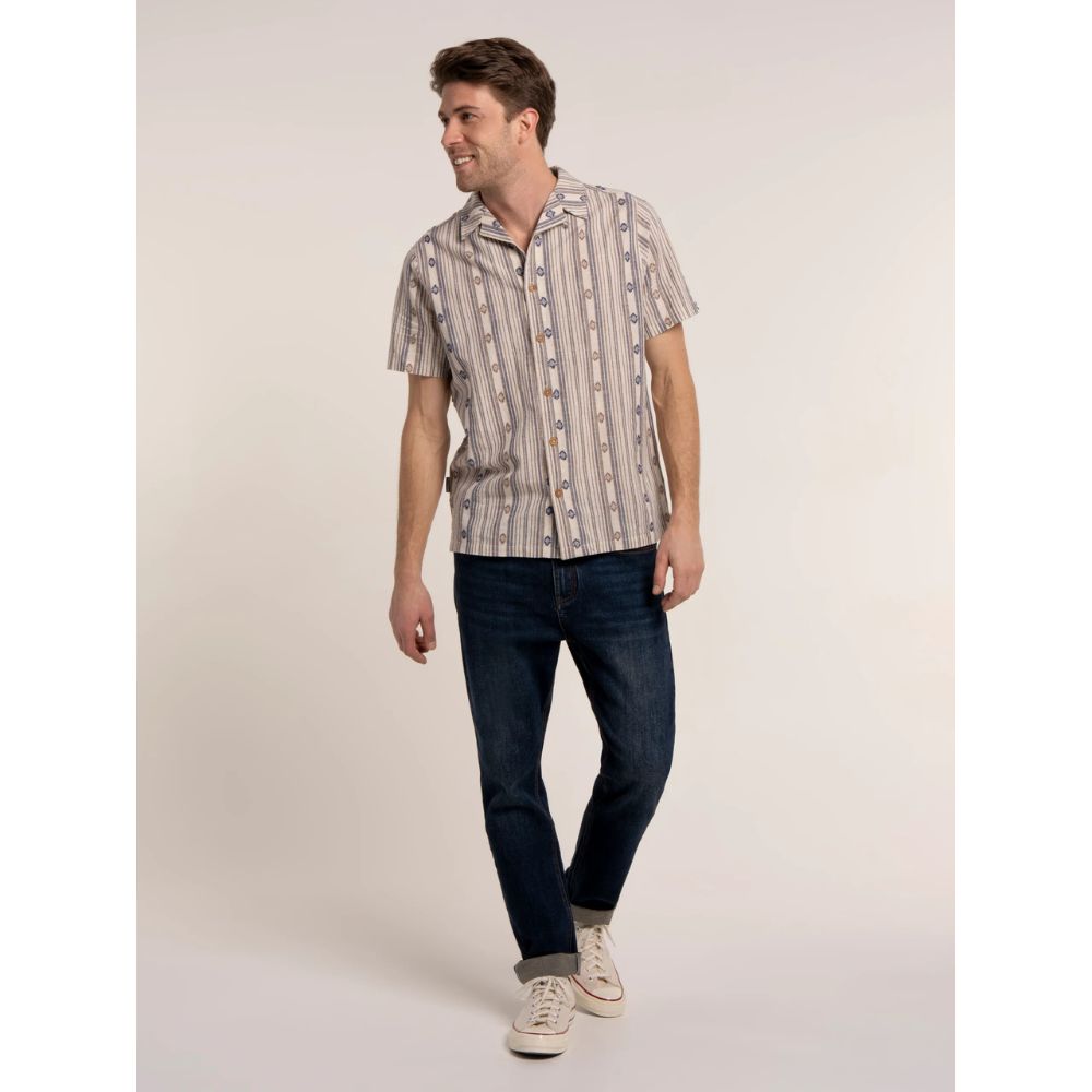 Brakeburn Mayland Linen Blend Resort Shirt - Multi-Coloured