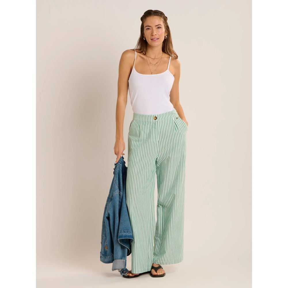 Brakeburn Phoebe Stripe Trouser - Green - Old Railway Line Garden Centre