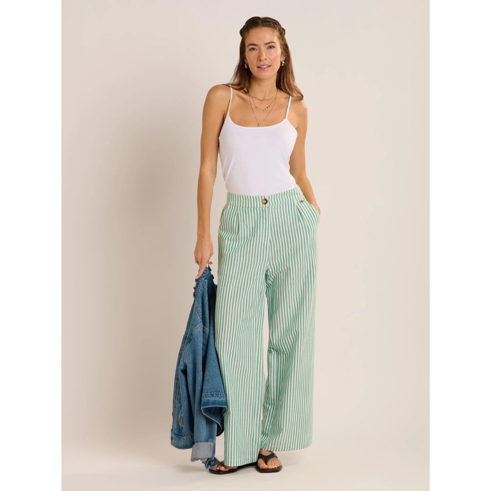 Brakeburn Phoebe Stripe Trouser - Green