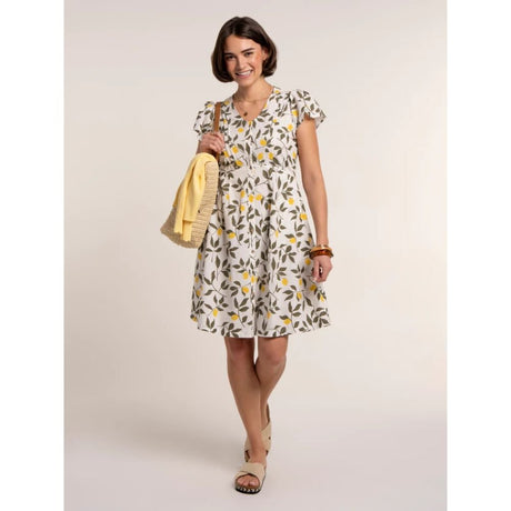 Brakeburn Renata Lemon Dress - White - Old Railway Line Garden Centre