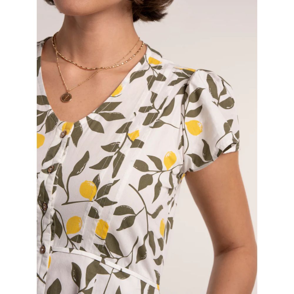 Brakeburn Renata Lemon Dress - White