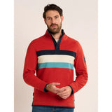 Brakeburn Talbot Stripe 1/4 Zip Sweatshirt - Rust - Old Railway Line Garden Centre
