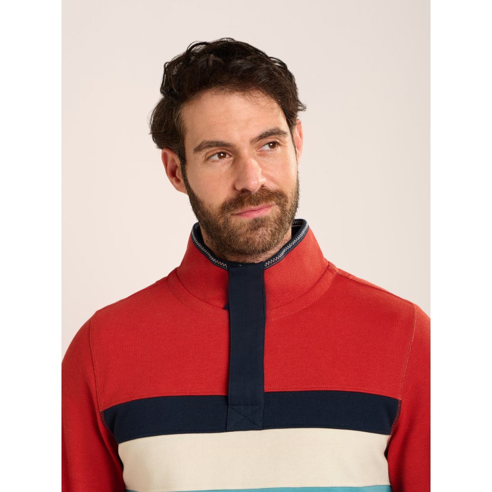 Brakeburn Talbot Stripe 1/4 Zip Sweatshirt - Rust