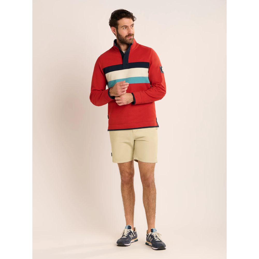 Brakeburn Talbot Stripe 1/4 Zip Sweatshirt - Rust
