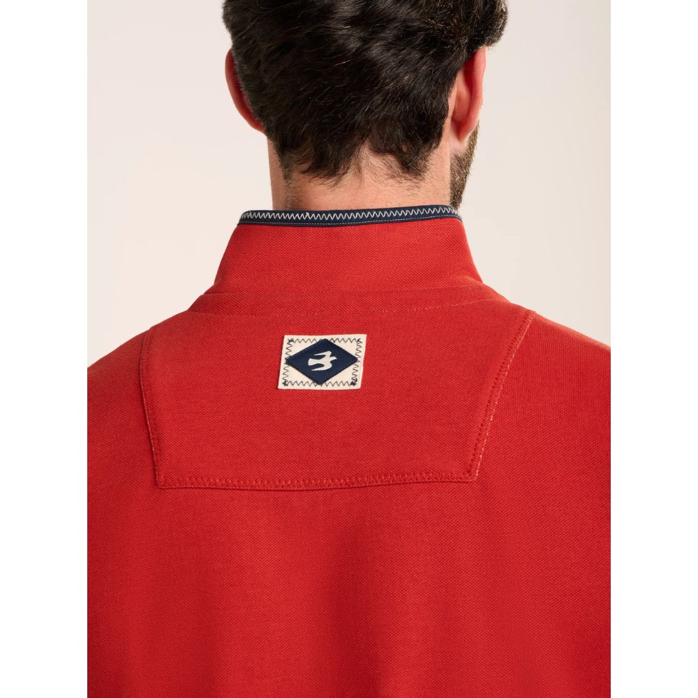 Brakeburn Talbot Stripe 1/4 Zip Sweatshirt - Rust