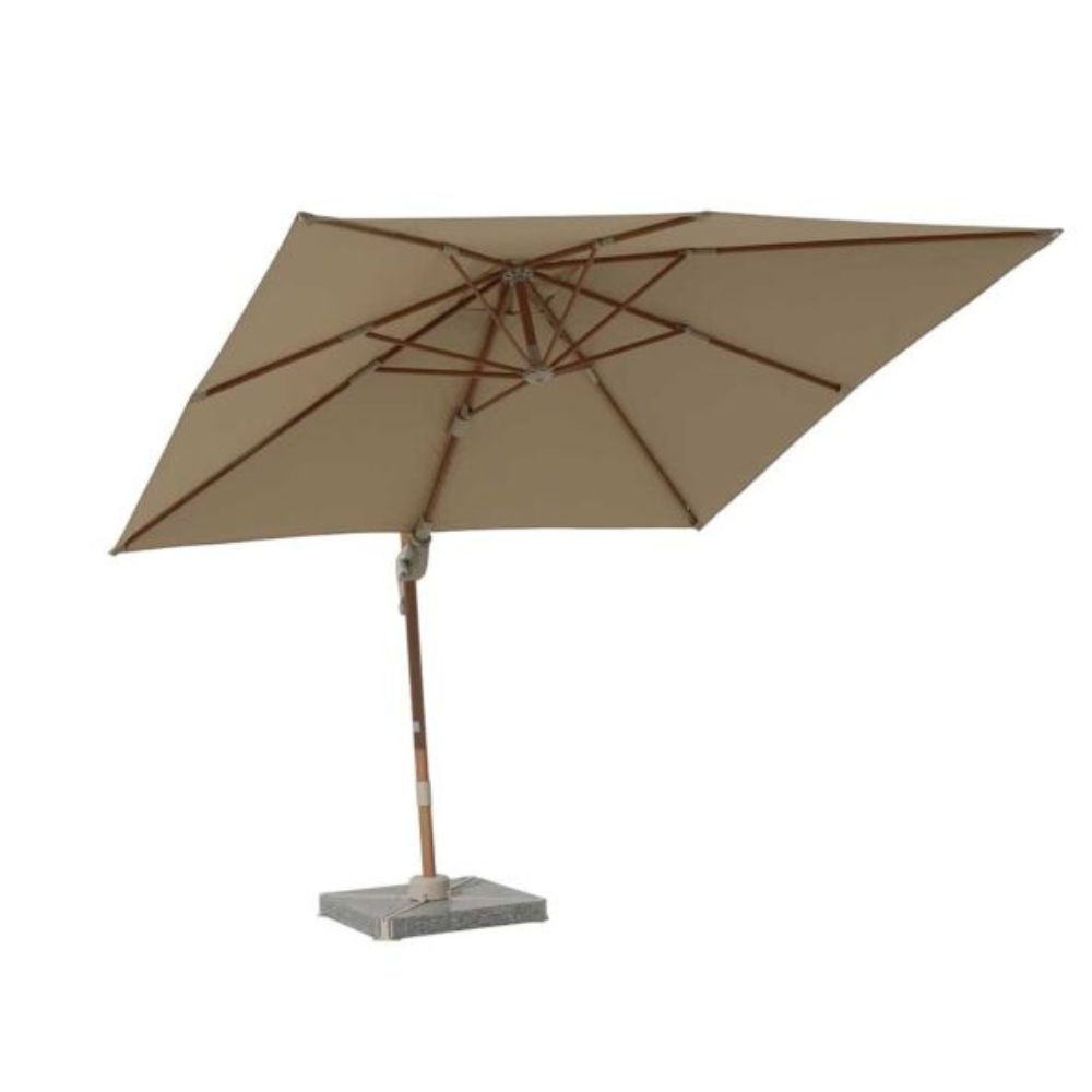 Bramblecrest 2.7m Lichfield Wood Effect Square Parasol with Base - Sandstone