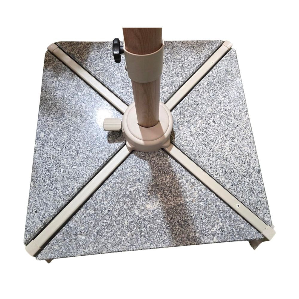 Bramblecrest 2.7m Lichfield Wood Effect Square Parasol with Base - Sandstone - Old Railway Line Garden Centre