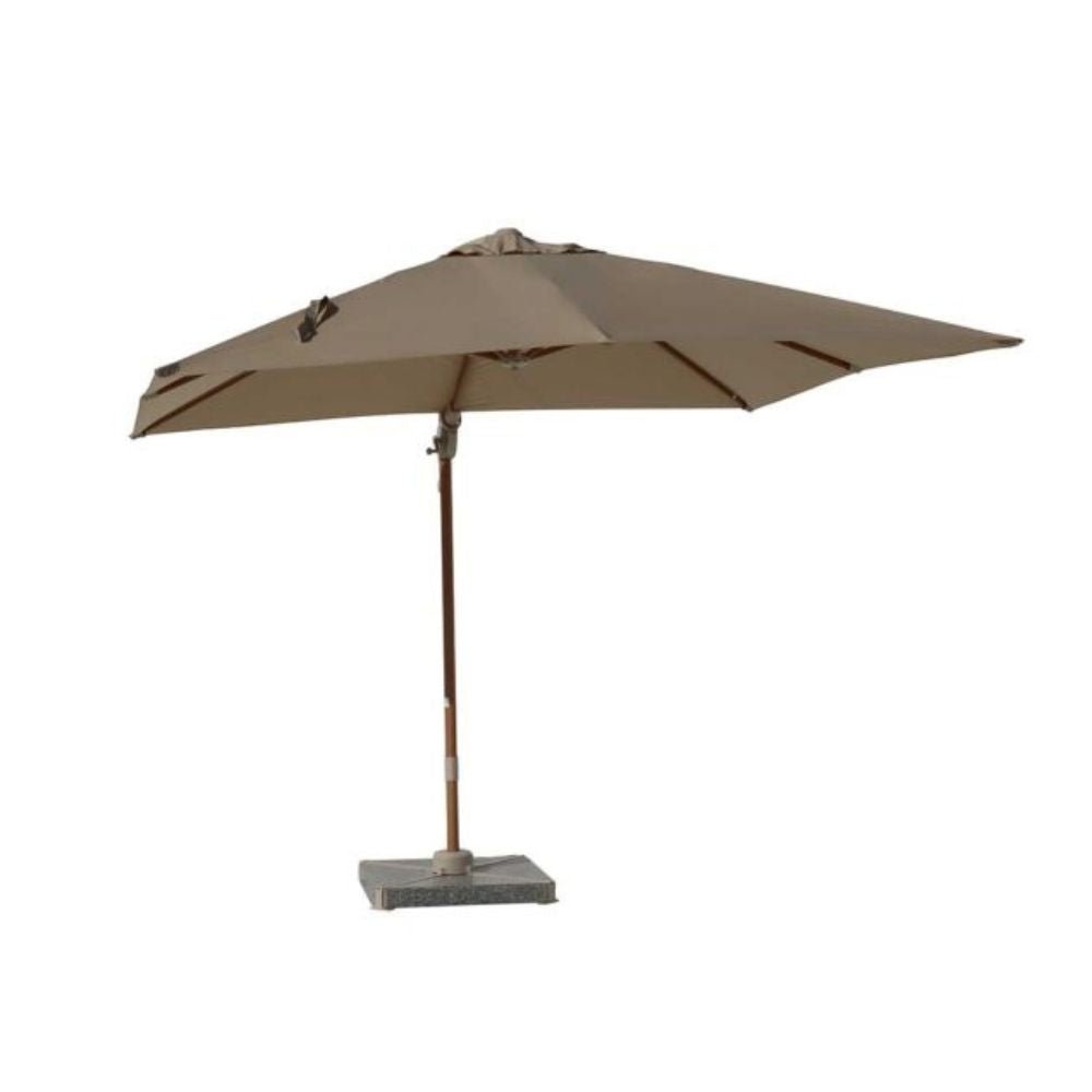 Bramblecrest 2.7m Lichfield Wood Effect Square Parasol with Base - Sandstone - Old Railway Line Garden Centre