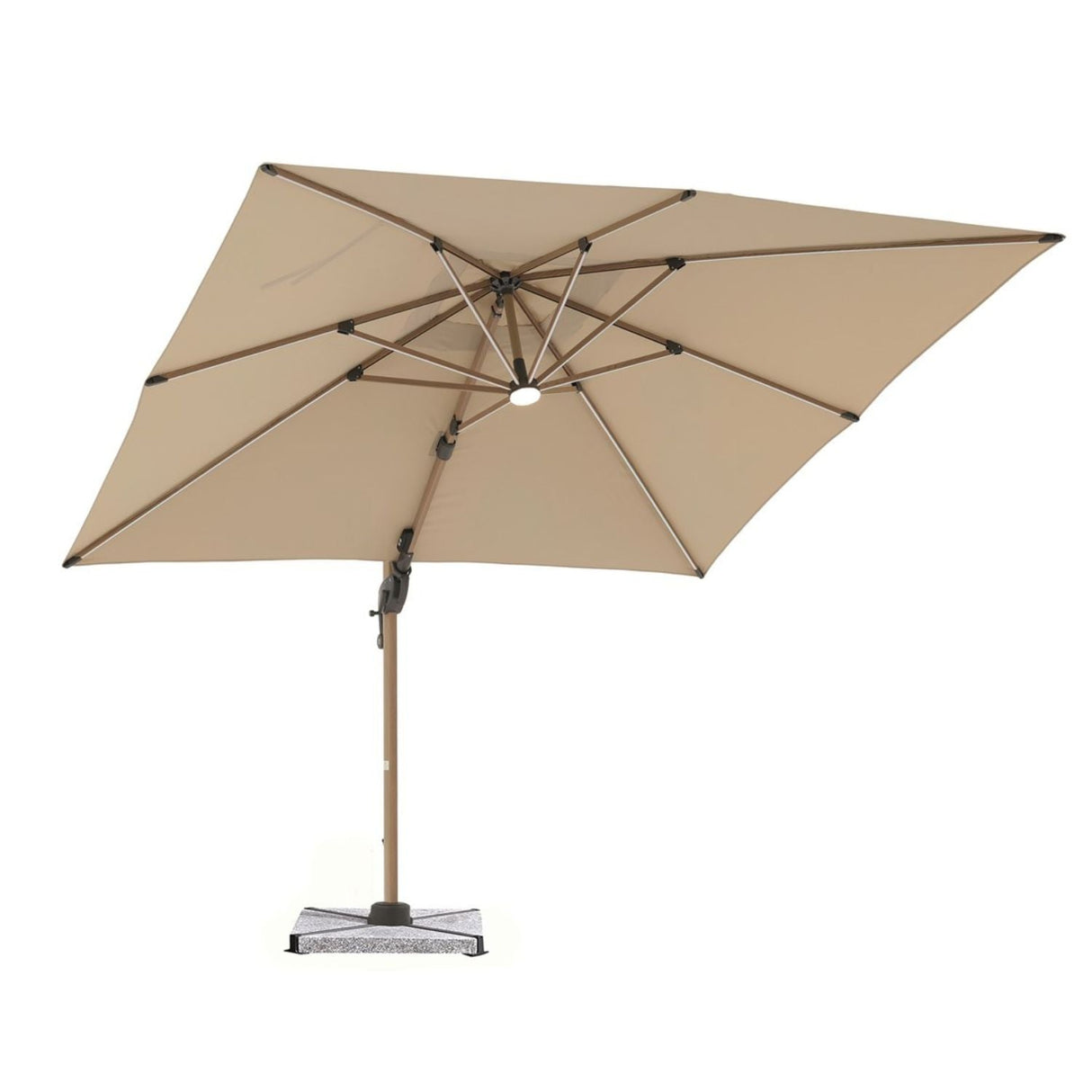 Bramblecrest 3m Sand Wood Effect Truro Cantilever Parasol with Granite Base - Old Railway Line Garden Centre