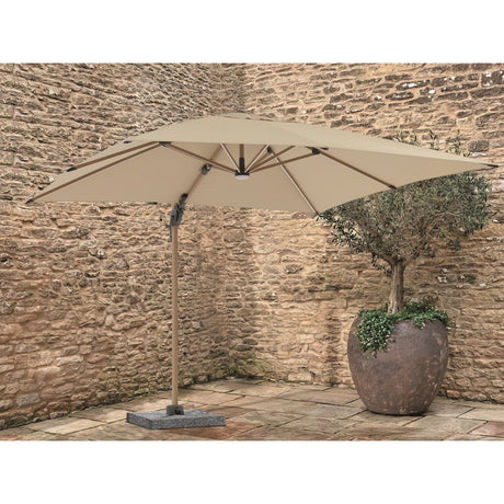 Bramblecrest 3m Sand Wood Effect Truro Cantilever Parasol with Granite Base - Old Railway Line Garden Centre