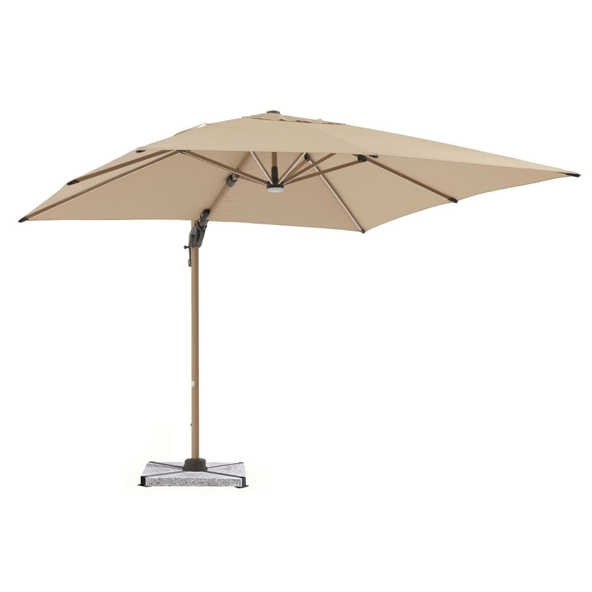 Bramblecrest 3m Sand Wood Effect Truro Cantilever Parasol with Granite Base - Old Railway Line Garden Centre