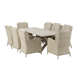 Bramblecrest Chedworth 8-Seater Ceramic Table Dining Set - Sandstone - Old Railway Line Garden Centre