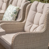 Bramblecrest Chedworth 8-Seater Ceramic Table Dining Set - Sandstone - Old Railway Line Garden Centre