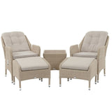 Bramblecrest Tetbury 2-Seater Rattan Recliner Set with Footstools - Nutmeg - Old Railway Line Garden Centre