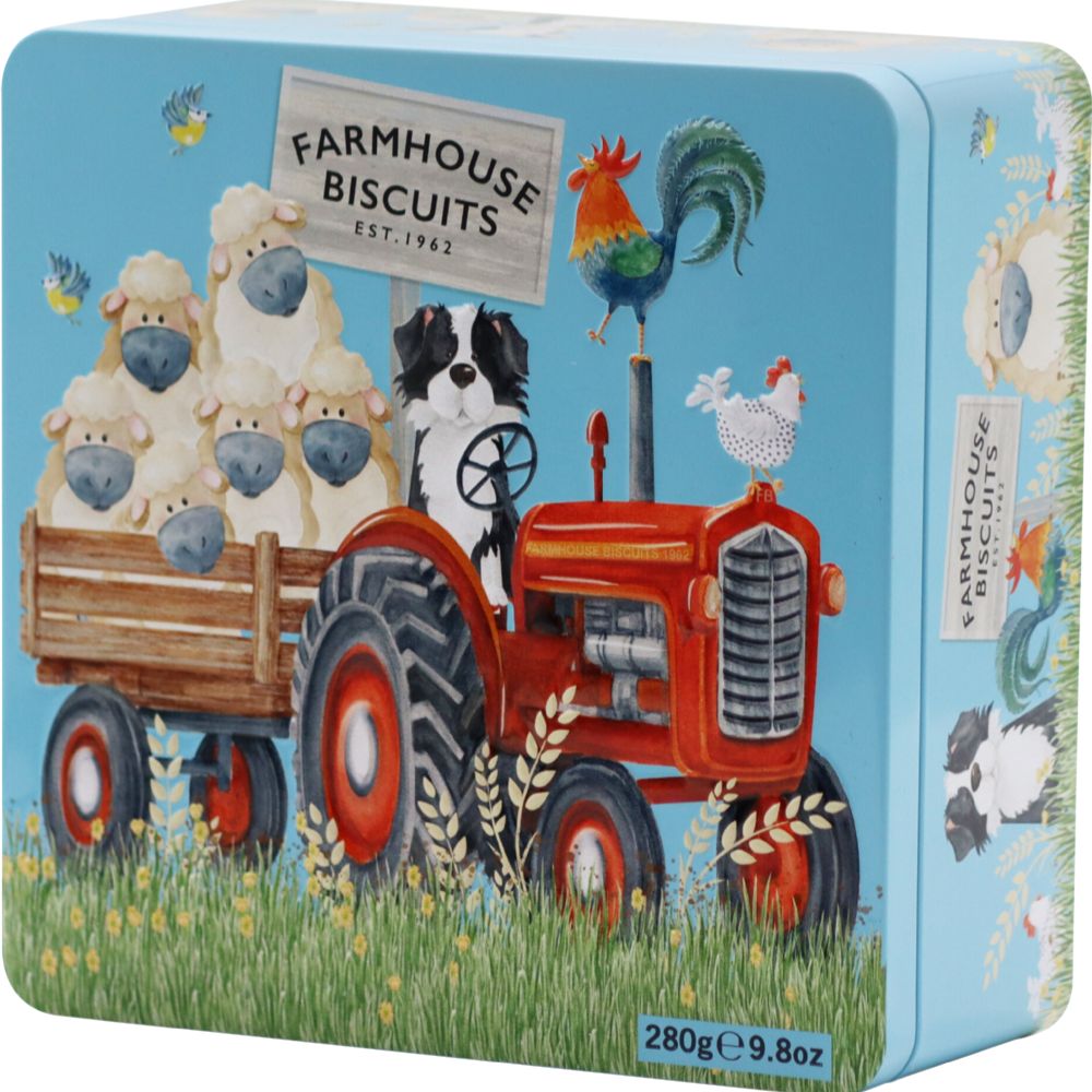 Bramblr Foods 280g Biscuits in Farmyard Tractor Tin