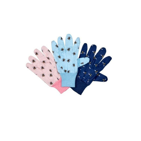 Briers Bees Cotton Grips Triple Pack Gloves - Medium - Old Railway Line Garden Centre