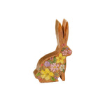Richard Lang 10cm Bunny Hops Mango Wood Bunny Shaped Block with Flower Design