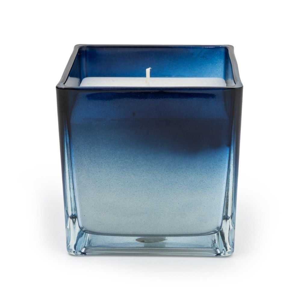 Candlelight Home Midnight Square Glass Candle - Blue Ombre - Old Railway Line Garden Centre