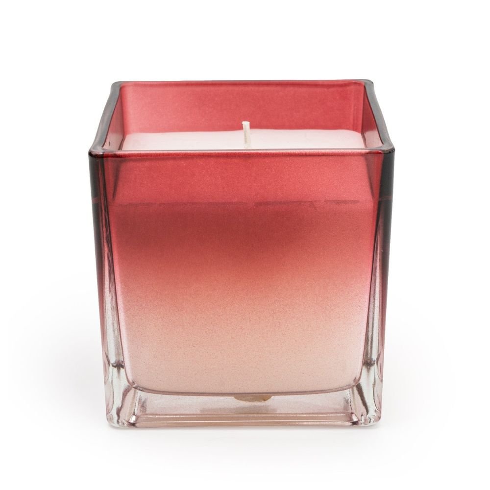 Candlelight Home Pomegranate & Cassis Medium Glass Candle - Red Ombre - Old Railway Line Garden Centre