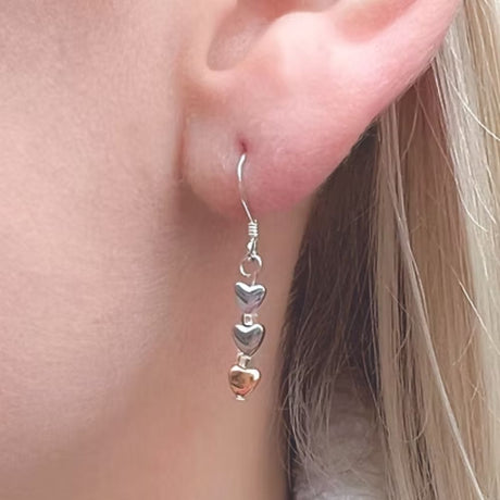 Carrie Elspeth Cariad Haematite Hearts Beaded Drop Earrings - Old Railway Line Garden Centre