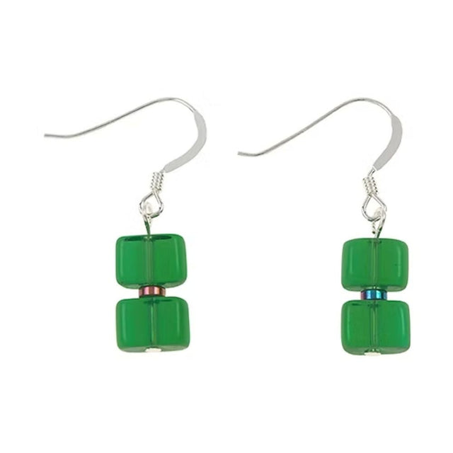 Carrie Elspeth Emerald Tiles Glass Drop Earrings - Old Railway Line Garden Centre