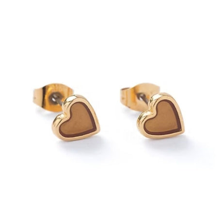 Carrie Elspeth Honey Gold Heart Enamel Stud Earrings - Old Railway Line Garden Centre