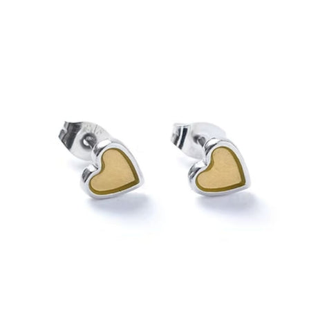 Carrie Elspeth Honey Silver Heart Enamel Stud Earrings - Old Railway Line Garden Centre