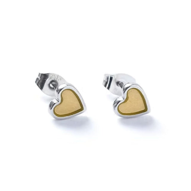 Carrie Elspeth Honey Silver Heart Enamel Stud Earrings - Old Railway Line Garden Centre